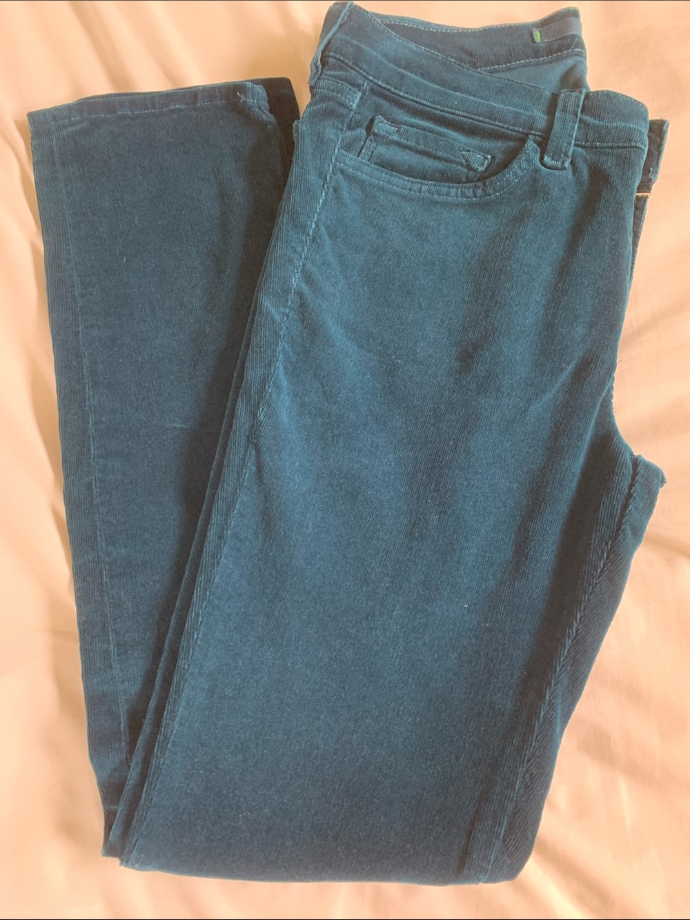 J Brand Teal Mid-Rise Skinny Corduroy Pants